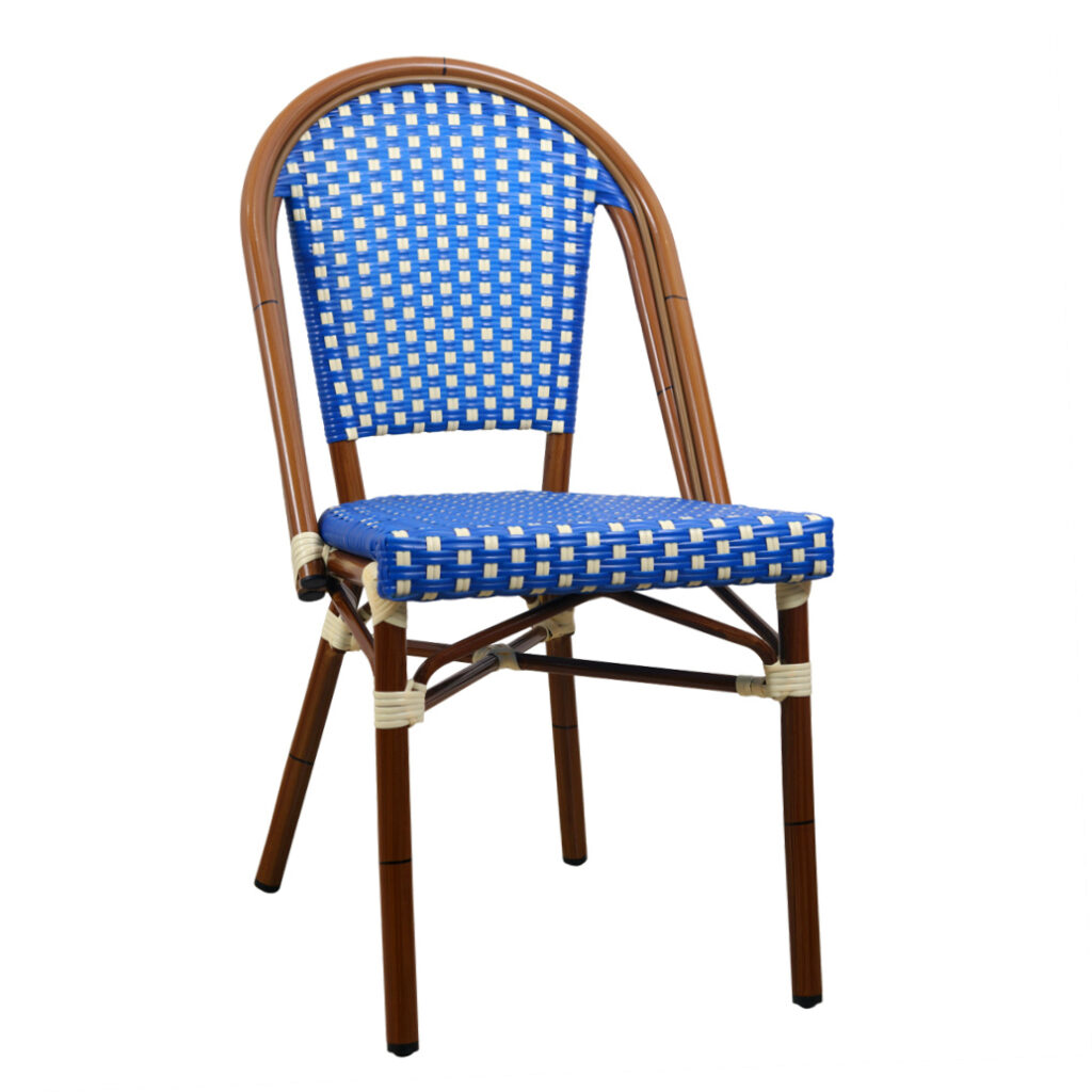 rattan seat blue and white front