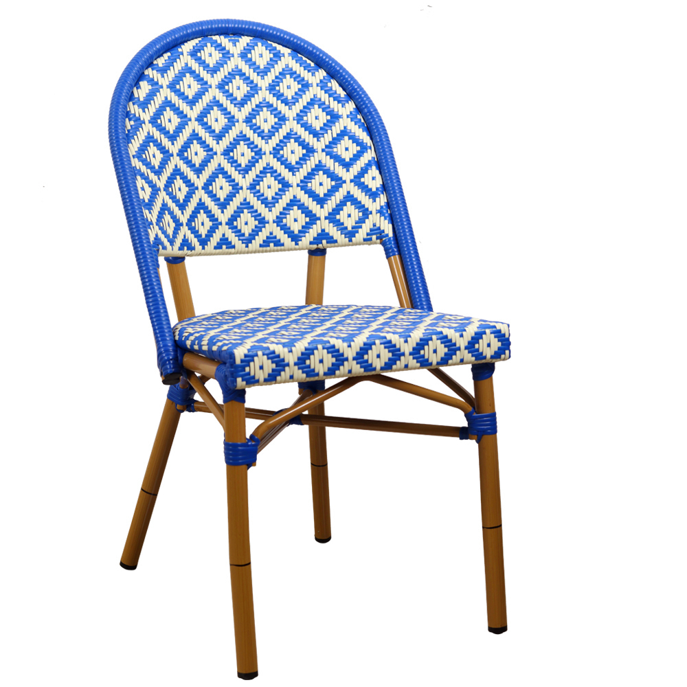 rattan seat blue and white front
