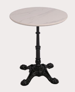 white marble table with large legs