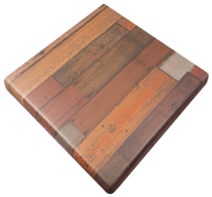 wood plank deep red and brown table top
